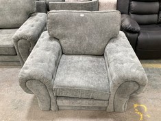 CHESTERFIELD ARMCHAIR IN MEDIUM GREY FABRIC WITH BUTTON EFFECT