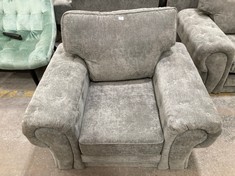 CHESTERFIELD ARMCHAIR IN MEDIUM GREY FABRIC WITH BUTTON EFFECT