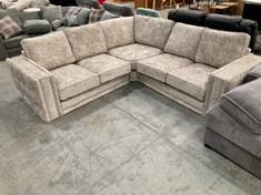 2 SEATER, CORNER, 2 SEATER SOFA IN LIGHT GREY CRUSHED VELVET