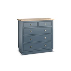 RICHMOND SMOKED OAK FINISH AND INK BLUE PAINTED HARDWOOD 5 DRAWER CHEST - ITEM NO. RMD103-BLU - RRP £649