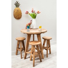 1 X STONE THE CROWS BAR TABLE AND THREE STOOLS - TOTAL RRP £1150 (KERBSIDE PALLET DELIVERY)