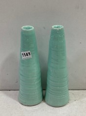 2 X STONE THE CROWS LARGE CANDLESTICK - LIGHT AQUA - (H) 29 X (W) 9 X (D) 9 CM - TOTAL RRP Â£38