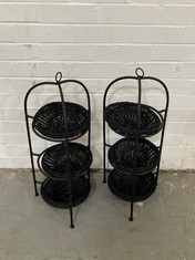 2 X STONE THE CROWS 3 TIER FLOOR STAND.TRAYS-BLACK - - TOTAL RRP Â£96