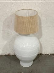 1 X STONE THE CROWS LARGE CLASSORTED IC LAMPBASE - WHITE- HEIGHT 60CMS TO INCLUDE 1 X STONE THE CROWS SILK SHADE NUMBER ONE : VERTICAL WHITE - TOTAL RRP £255