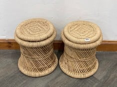 2 X STONE THE CROWS SET OF TWO LOW STOOLS / TABLES - (H) 30 X (W) 30 X (D) 30 CM - TOTAL RRP £230