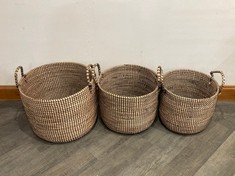 1 X STONE THE CROWS S/3 HANDLED STORAGE BASKETS - BLACK - HEIGHT 43/47/50CMS - TOTAL RRP £200