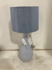 2 X STONE THE CROWS SM.TEARDROP LAMPBASE-PASTEL BLUE- HEIGHT 30CMS TO INCLUDE 2 X STONE THE CROWS LAMP SHADE NUMBER FOUR : PASTEL BLUE - 22.5X24.5X17.5CMS - TOTAL RRP £172