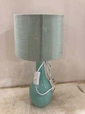 1 X STONE THE CROWS SM.TEARDROP LAMPBASE - LIGHT AQUA - HEIGHT 30CMS TO INCLUDE 1 X STONE THE CROWS LAMP SHADE NUMBER FOUR : LIGHT AQUA - 22.5X24.5X17.5CMS - TOTAL RRP £86