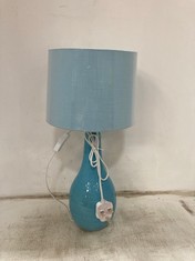 2 X STONE THE CROWS SM.TEARDROP LAMPBASE - LIGHT BLUE - HEIGHT 30CMS TO INCLUDE 2 X STONE THE CROWS LAMP SHADE NUMBER FOUR : LIGHT BLUE - 22.5X24.5X17.5CMS - TOTAL RRP £172