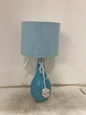 2 X STONE THE CROWS SM.TEARDROP LAMPBASE - LIGHT BLUE - HEIGHT 30CMS TO INCLUDE 2 X STONE THE CROWS LAMP SHADE NUMBER FOUR : LIGHT BLUE - 22.5X24.5X17.5CMS - TOTAL RRP £172