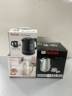 3 X ASSORTED KETTLES INC. TEFAL SLIVER TOUCH