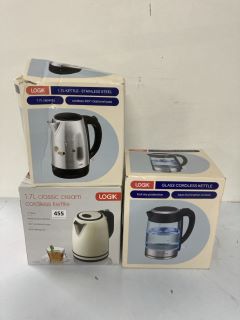 3 X ASSORTED LOGIK KETTLES