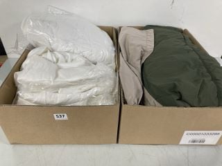 2 X BOXES OF ASSORTED BEDDING & CLOTHING