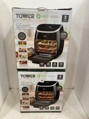 2 X TOWER VORTX 11L 5-IN-1 DIGITAL AIR FRYER OVEN - BLACK - MODEL NO.: T17039 - TOTAL RRP £240