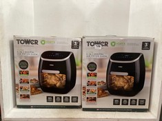 2 X TOWER VORTX 11L 5-IN-1 DIGITAL AIR FRYER OVEN - BLACK - MODEL NO.: T17039 - TOTAL RRP £240