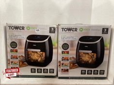 2 X TOWER VORTX 11L 5-IN-1 DIGITAL AIR FRYER OVEN - BLACK - MODEL NO.: T17039 - TOTAL RRP £240