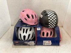 2 X ASSORTED ABUS CYCLING HELMETS TO INCLUDE SMILEY 2.0 ROSE PRINCESS HELMET SIZE M