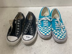 CONVERSE ADULTS TRAINERS - BLACK/WHITE UK 6 TO INCLUDE VANS ADULTS TRAINERS - SKY BLUE/WHITE UK 7