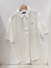 FRED PERRY MEN'S PULLOVER SHIRT - SNOW WHITE - SIZE XL