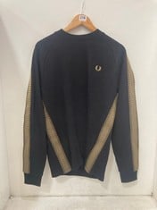 FRED PERRY TAPE DETAIL MEN'S LONG SLEEVE TOP - BLACK SIZE M