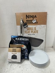 4 X ASSORTED KITCHEN ITEMS TO INCLUDE NINJA WOODFIRE ACCESSORIES GRILL & FLAT PLATE 45CM X 31CM