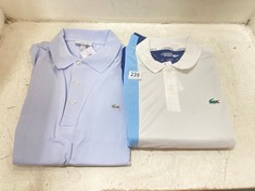 LACOSTE SPORT MEN'S POLO T-SHIRT IN WHITE/BLUE - US SIZE L TO INCLUDE LACOSTE MEN'S POLO T-SHIRT - SKY BLUE - US SIZE XXL