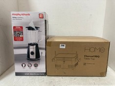 MORPHY RICHARDS TOTAL CONTROL GLASS TABLE BLENDER TO INCLUDE TABLE TOP CHARCOAL BBQ