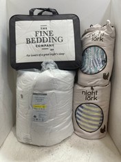 4 X ASSORTED JOHN LEWIS BEDDING ITEMS TO INCLUDE NIGHT LARK COVERLESS DUVET - STRIPED SHORES