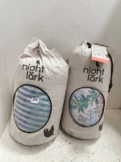 2 X NIGHT LARK COVERLESS DUVET - PALM SPRINGS AND STRIPED BLUE/MUTLI