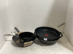 4 X ASSORTED JOHN LEWIS COOKWARE ITEMS TO INCLUDE TEFAL 30CM FRYING PAN