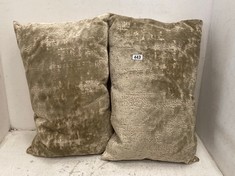 2 X JOHN LEWIS CUSHIONS - DISTRESSED VELVET GOLD - SIZE 40X60