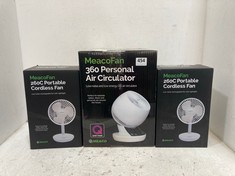 3 X MEACO ASSORTED ITEMS TO INCLUDE MEACOFAN 260C PORTABLE CORDLESS FAN - WHITE