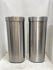 2 X JOHN LEWIS TOUCH TOP BINS - 40L - STAINLESS STEEL