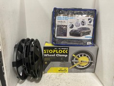 3 X ASSORTED ITEMS TO INCLUDE STOPLOCK WHEEL CLAMP