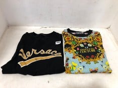 VERSACE T SHIRT IN BLACK / GOLD - RRP £150 TO INCLUDE VERSACE JEANS COUTURE ALL PRINT TSHIRT IN BLACK - RRP £220