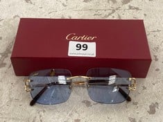 CARTIER PARIS 135 SUNGLASSES - GOLD FRAME / BLUE LENS