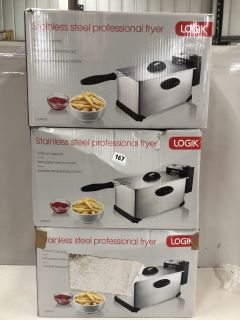 3 X LOGIK STAINLESS STEEL PROFESSIONAL FRYER