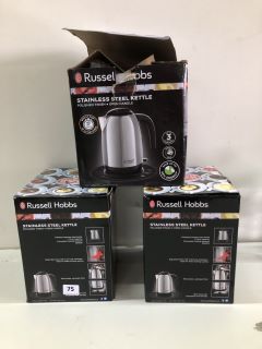 3 X RUSSELL HOBBS STAINLESS STEEL KETTLE