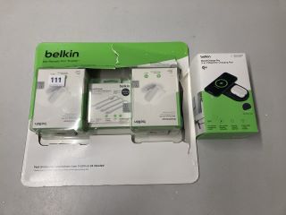 QTY OF BELKIN PRODUCTS TO INCLUDE BOOSTCHARGE PRO 2 IN 1 MAGNETIC CHARGING PAD