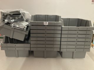 QTY OF ASSORTED GREY PLASTIC STORAGE BASKETS