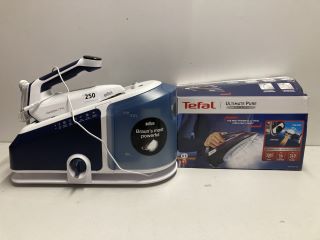 2 X ASSORTED STEAM IRONS TO INCLUDE BRAUN & TEFAL