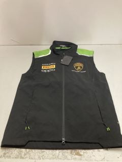 AUTOMOBILI AMBORGHINI GILLET JACKET IN BLACK & GREEN - SIZE M