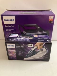 2 X PHILIPS STEAM IRONS TO INCLUDE PERFECTCARE STEAM GENERATOR