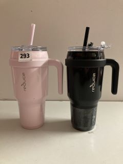 SET OF 2 REDUCE PLASTIC TRAVEL CUP WITH STRAWS