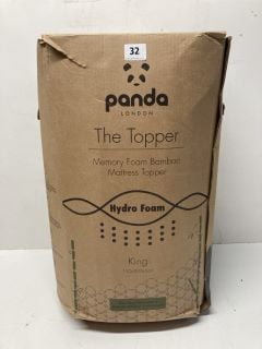 PANDA LONDON THE TOPPER MEMORY FOAM BAMBOO MATTRESS TOPPER