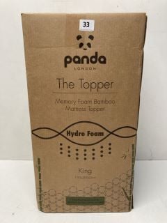 PANDA LONDON THE TOPPER MEMORY FOAM BAMBOO MATTRESS TOPPER