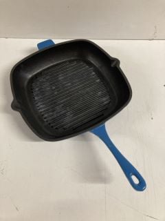 BERGHOFF 28CM CAST IRON SQUARE GRILL PAN IN BLUE