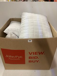 BOX OF ASSORTED SOFT FURNISHINGS TO INCLUDE PILLOWS