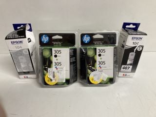 8 X ASSORTED PRINTER INKS TO INCLUDE HP 305 BLACK AND 305 TRI-COLOUR