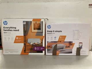 2 X ASSORTED HP PRINTERS TO INCLUDE DESKJET 2710E ESSENTIAL HOME PRINTING